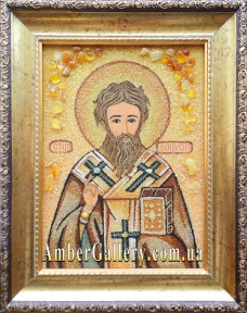 Ікона з бурштину Святий Діонісій Ареопагіт №1
