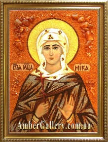 Ікона з бурштину Свята Мучениця Ніка Коринфська №1