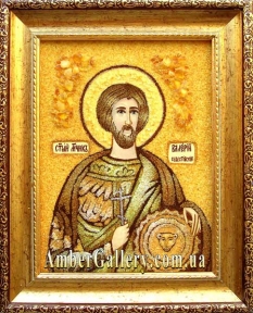 Ікона з бурштину Святий мученик Валерій Севастійський №3