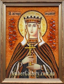 Ікона з бурштину Свята мучениця Людмила, княгина Чеська №3