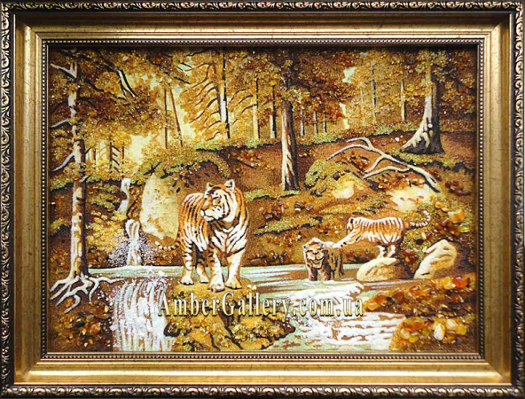 Бурштинова картина «Тигри» №71