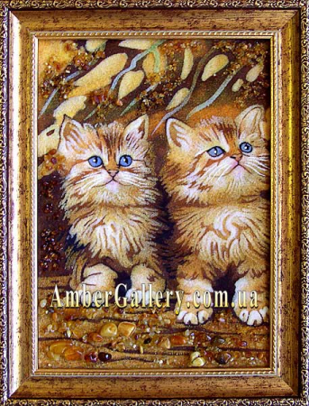 Бурштинова картина «Котенята» №47