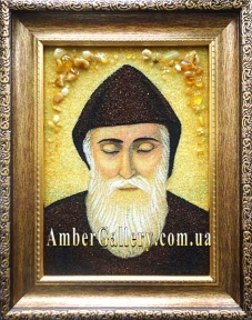 Ікона з бурштину Святий Шарбель №1