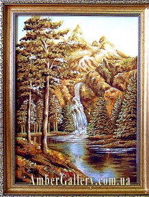 Пейзаж з бурштину «Водоспад» №52